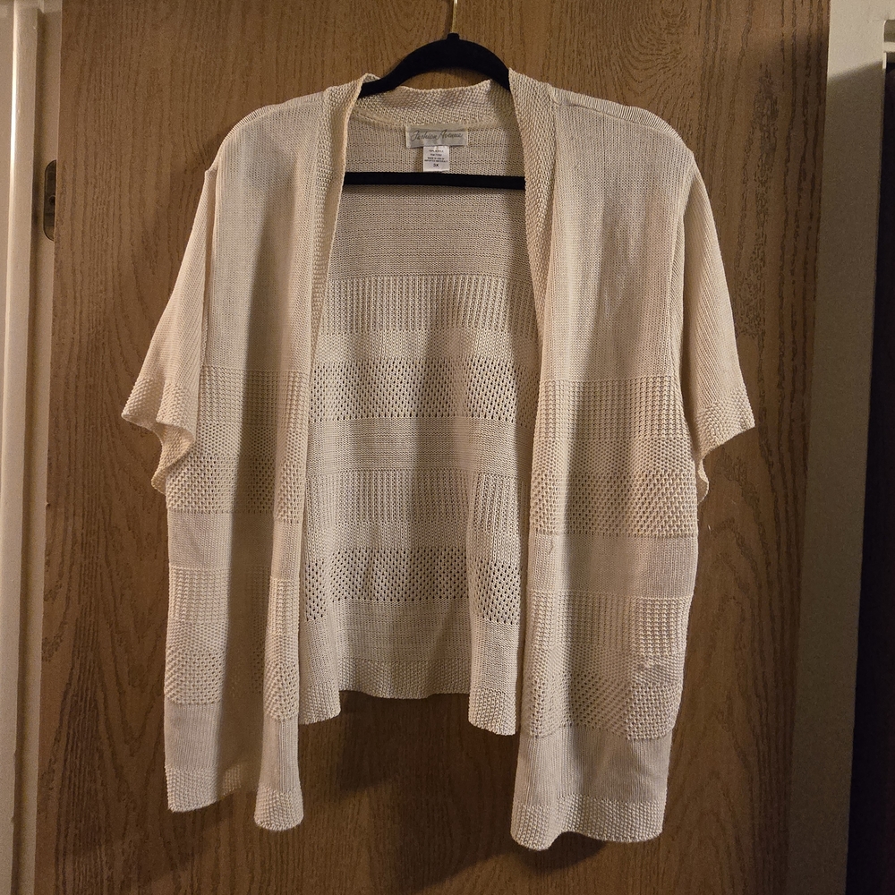 Fashion Avenue Beige Open-Front Cardigan